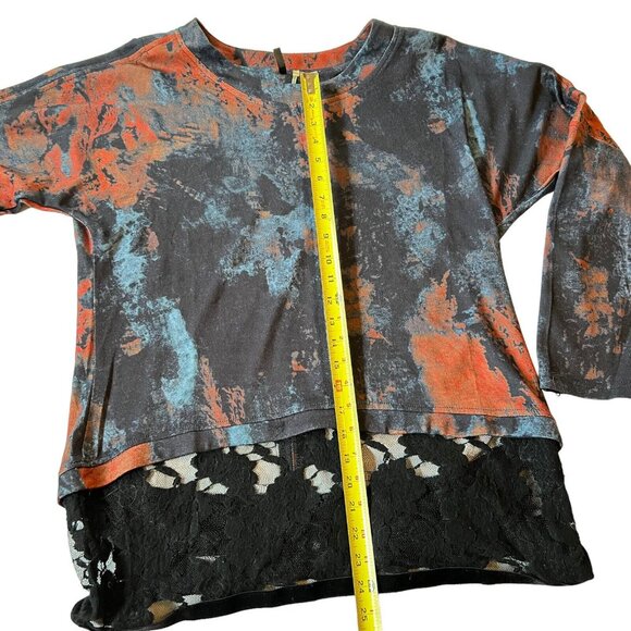 Kaktus Tunic Top XL Long Sleeve Lace Hem Trim Multicolor Black Blue Purple Brown - Picture 8 of 11